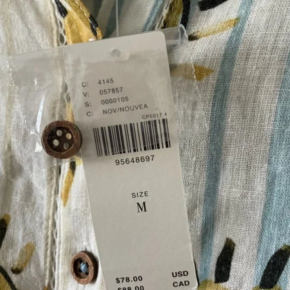NWT Anthropologie X LouLou Avenue Buttondown Top Only Printed Shirt Size Medium - Picture 5 of 5